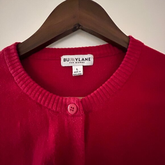 Red Cardigan Button-Up Size L Red Burrylane - Picture 6 of 7
